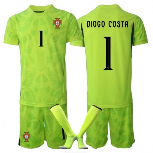 Stroje piłkarskie Portugalia Diogo Costa #1 Bramkarskie Koszulka Podstawowej dla dzieci MŚ 2026 Krótki Rękaw (+ szorty)